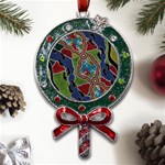 Authentic Aboriginal Art - Walking the Land Metal X Mas Lollipop with Crystal Ornament Front