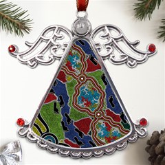 Authentic Aboriginal Art - Walking The Land Metal Angel With Crystal Ornament by hogartharts