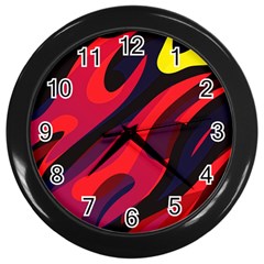 Abstract Fire Flames Grunge Art, Creative Wall Clock (black) by nateshop