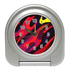 Abstract Fire Flames Grunge Art, Creative Travel Alarm Clock by nateshop