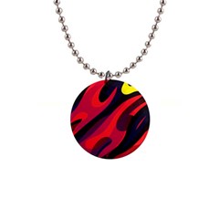 Abstract Fire Flames Grunge Art, Creative 1  Button Necklace by nateshop