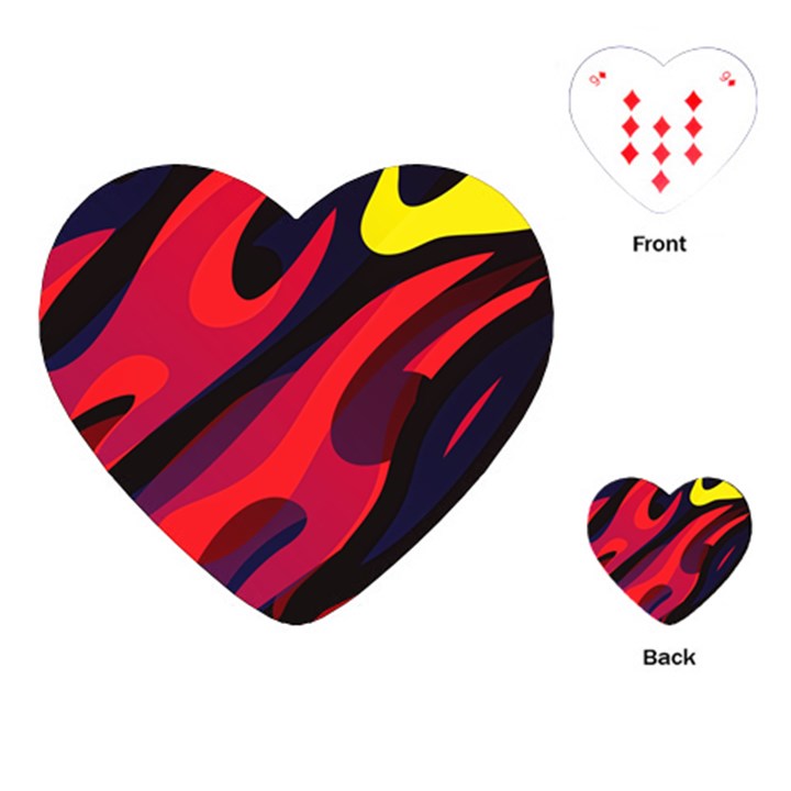 Abstract Fire Flames Grunge Art, Creative Playing Cards Single Design (Heart)