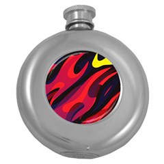 Abstract Fire Flames Grunge Art, Creative Round Hip Flask (5 Oz) by nateshop