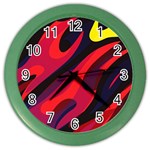 Abstract Fire Flames Grunge Art, Creative Color Wall Clock Front