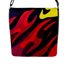 Abstract Fire Flames Grunge Art, Creative Flap Closure Messenger Bag (l) by nateshop