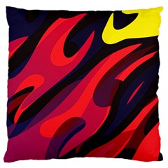 Abstract Fire Flames Grunge Art, Creative Large Premium Plush Fleece Cushion Case (one Side) by nateshop