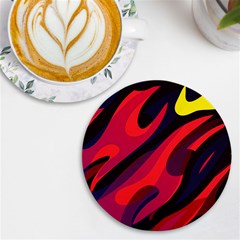 Abstract Fire Flames Grunge Art, Creative Uv Print Round Tile Coaster by nateshop