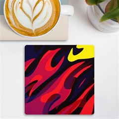 Abstract Fire Flames Grunge Art, Creative Uv Print Square Tile Coaster  by nateshop