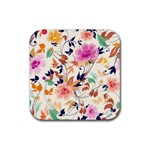 Abstract Floral Background Rubber Coaster (Square) Front