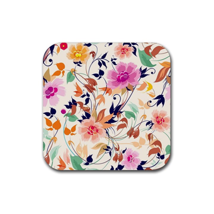 Abstract Floral Background Rubber Coaster (Square)