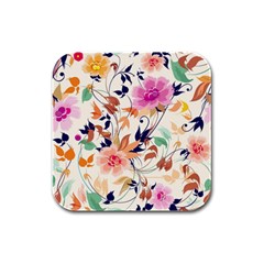 Abstract Floral Background Rubber Square Coaster (4 Pack) by nateshop