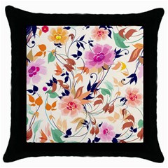 Abstract Floral Background Throw Pillow Case (black) by nateshop