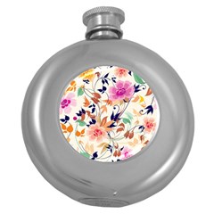 Abstract Floral Background Round Hip Flask (5 Oz) by nateshop