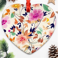 Abstract Floral Background Heart Ornament (two Sides) by nateshop