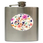 Abstract Floral Background Hip Flask (6 oz) Front