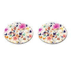 Abstract Floral Background Cufflinks (oval) by nateshop