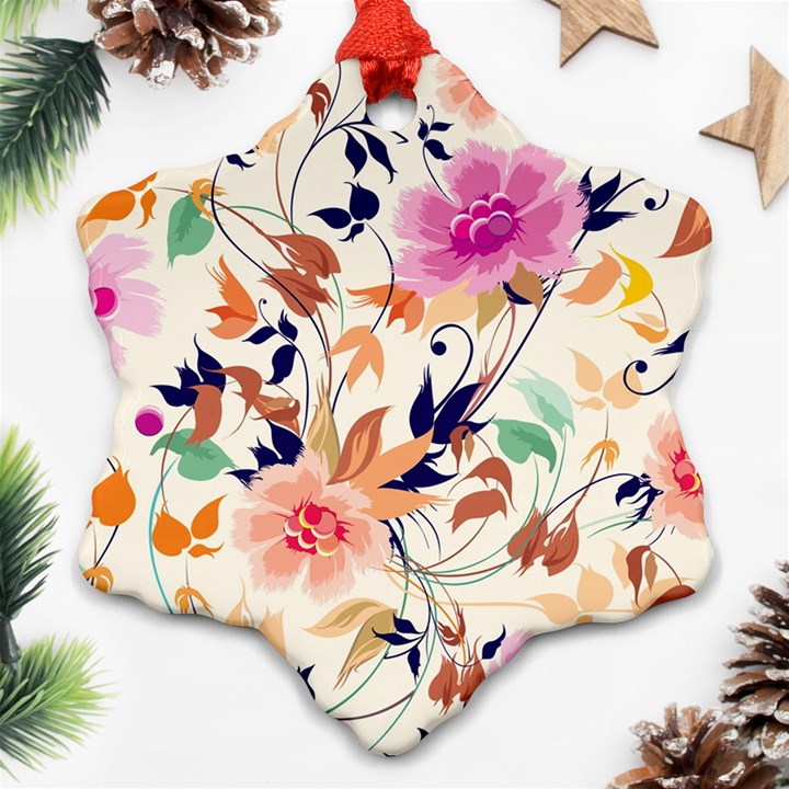 Abstract Floral Background Snowflake Ornament (Two Sides)