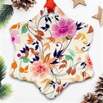 Abstract Floral Background Snowflake Ornament (Two Sides) Back