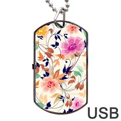 Abstract Floral Background Dog Tag Usb Flash (two Sides) by nateshop