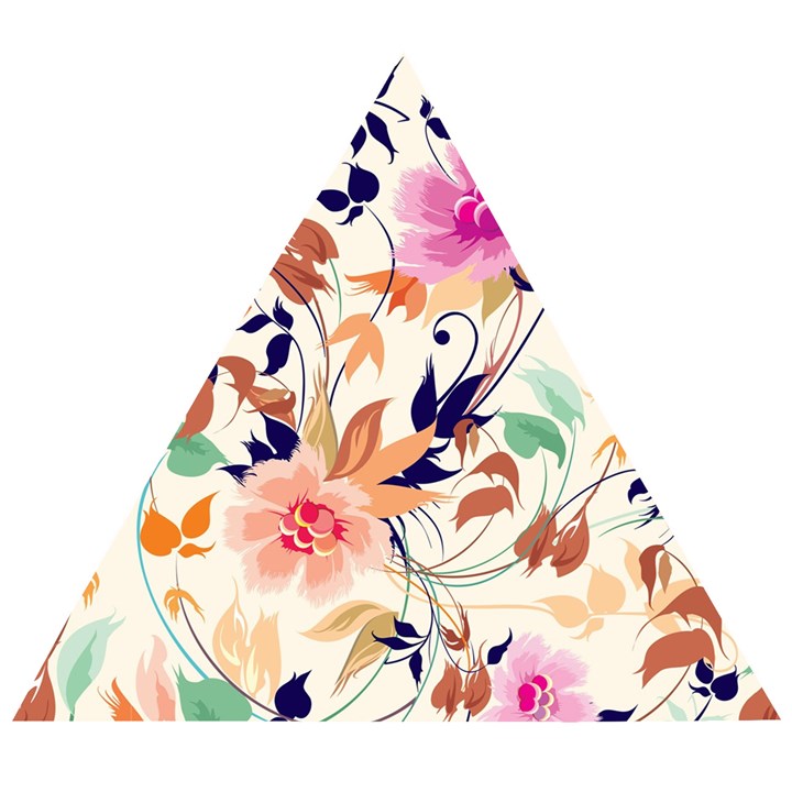 Abstract Floral Background Wooden Puzzle Triangle