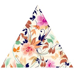 Abstract Floral Background Wooden Puzzle Triangle by nateshop