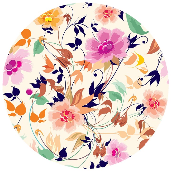 Abstract Floral Background Wooden Puzzle Round