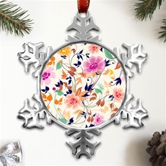 Abstract Floral Background Metal Small Snowflake Ornament by nateshop