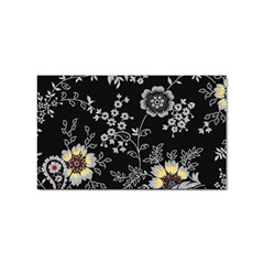 Black Background With Gray Flowers, Floral Black Texture Sticker (Rectangular)