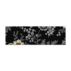 Black Background With Gray Flowers, Floral Black Texture Sticker (Bumper)