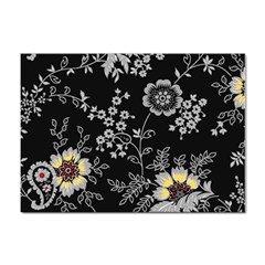 Black Background With Gray Flowers, Floral Black Texture Sticker A4 (100 pack)