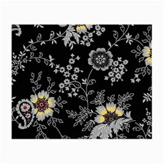 Black Background With Gray Flowers, Floral Black Texture Small Glasses Cloth