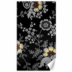 Black Background With Gray Flowers, Floral Black Texture Canvas 40  x 72 