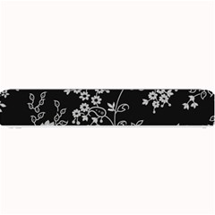 Black Background With Gray Flowers, Floral Black Texture Small Bar Mat