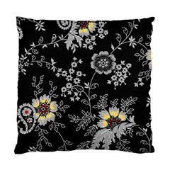 Black Background With Gray Flowers, Floral Black Texture Standard Cushion Case (One Side)