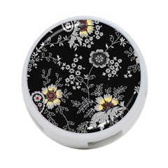 Black Background With Gray Flowers, Floral Black Texture 4-port Usb Hub (one Side) by nateshop