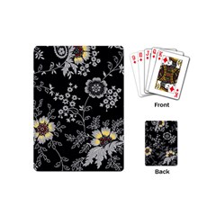 Black Background With Gray Flowers, Floral Black Texture Playing Cards Single Design (mini) by nateshop