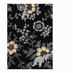 Black Background With Gray Flowers, Floral Black Texture Small Garden Flag (Two Sides)