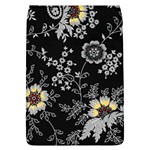 Black Background With Gray Flowers, Floral Black Texture Removable Flap Cover (L) Front