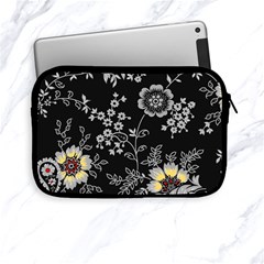 Black Background With Gray Flowers, Floral Black Texture Apple iPad Mini Zipper Cases