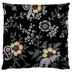 Black Background With Gray Flowers, Floral Black Texture Standard Premium Plush Fleece Cushion Case (two Sides) by nateshop