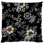 Black Background With Gray Flowers, Floral Black Texture Standard Premium Plush Fleece Cushion Case (Two Sides) Front