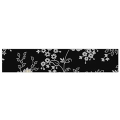 Black Background With Gray Flowers, Floral Black Texture Small Premium Plush Fleece Scarf