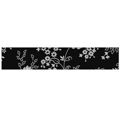 Black Background With Gray Flowers, Floral Black Texture Large Premium Plush Fleece Scarf 