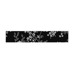 Black Background With Gray Flowers, Floral Black Texture Premium Plush Fleece Scarf (Mini)