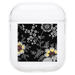 Black Background With Gray Flowers, Floral Black Texture Soft Tpu Airpods 1/2 Case by nateshop