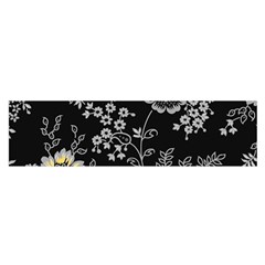 Black Background With Gray Flowers, Floral Black Texture Oblong Satin Scarf (16  X 60 ) by nateshop