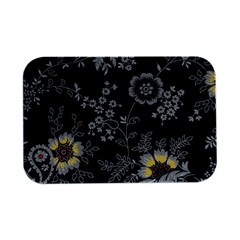 Black Background With Gray Flowers, Floral Black Texture Open Lid Metal Box (Silver)  