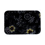 Black Background With Gray Flowers, Floral Black Texture Open Lid Metal Box (Silver)   Front