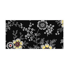 Black Background With Gray Flowers, Floral Black Texture Yoga Headband