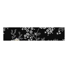 Black Background With Gray Flowers, Floral Black Texture Velvet Scrunchie